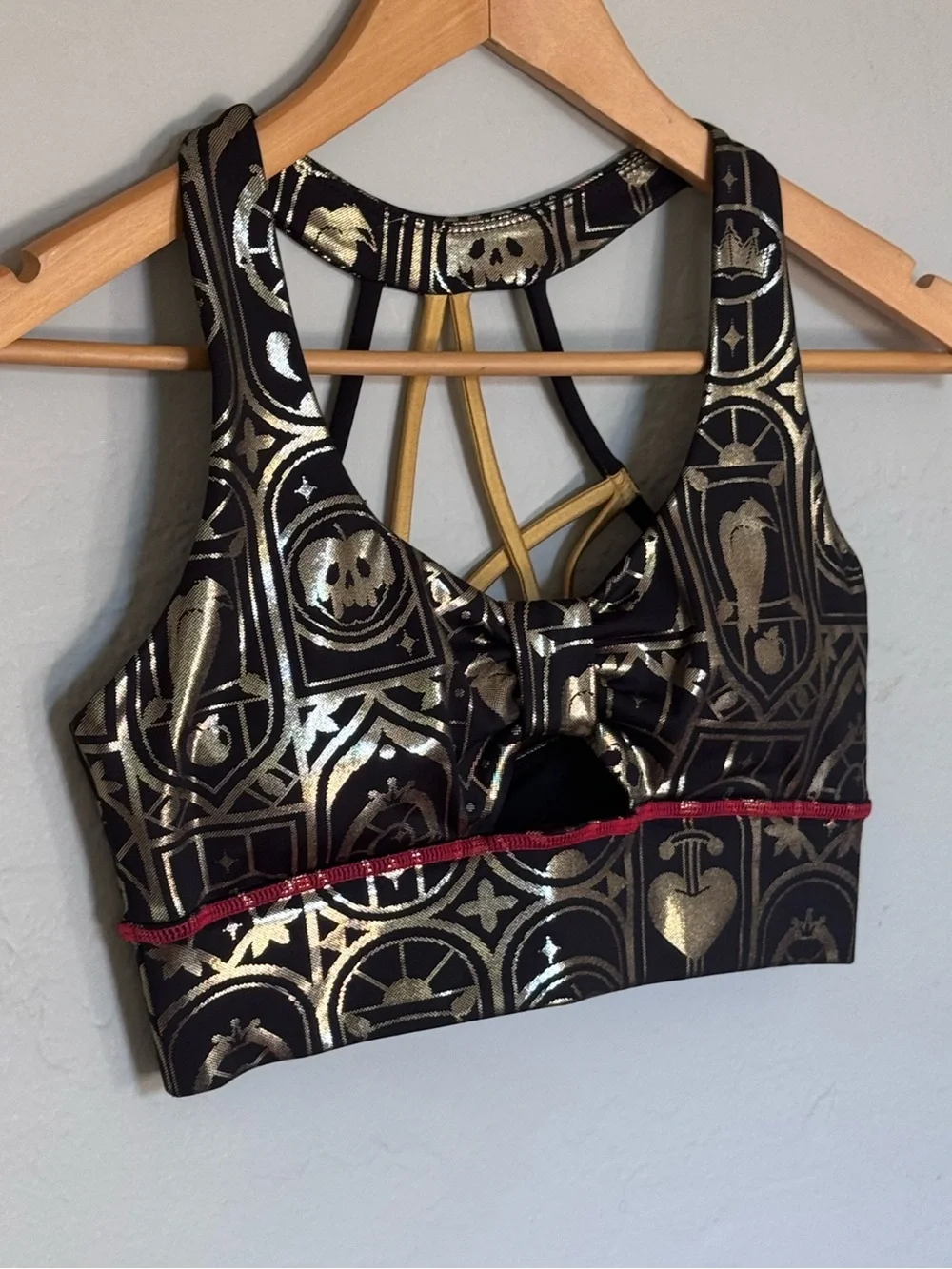 Crowned Athletics Black Gold Crown Sports Bra Size S NWOT